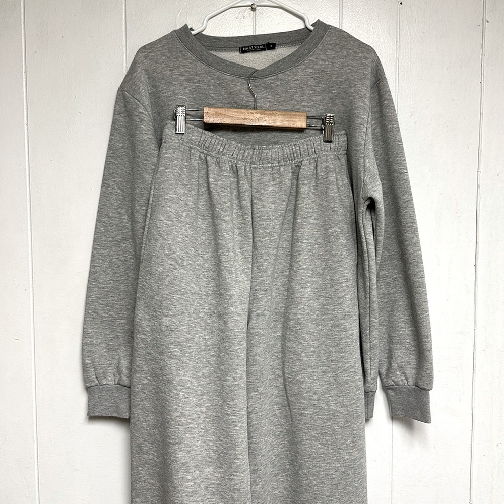 Nasty Gal Women Gray Sweatshirt & Jogger Set Size S Cotton Blend Soft